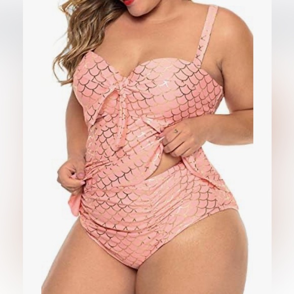 Women's Plus Size Swimwear Tankini Top 2 Piece Bathing Suits Swimsuit Tankini 3X - Picture 2 of 3